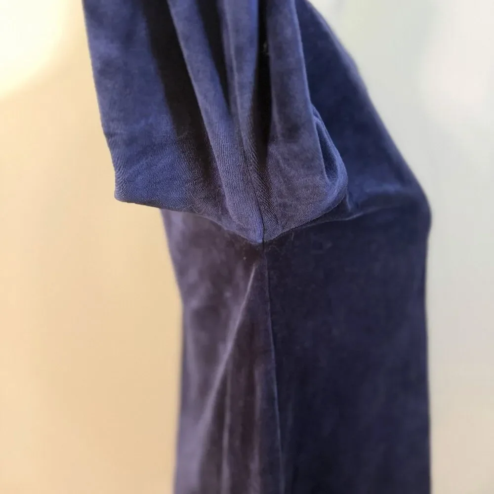Hanro $180 Long Sleeve Velour Sleepshirt Intense Blue XS Pullover Favorites Cozy